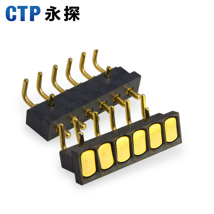 工廠定 做折彎彈簧針充電頂針公母探針6pin pogo pin 頂針連接器